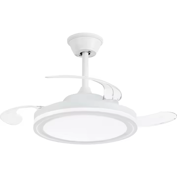NARVI Ventilador de techo Blanco, tamaño Ø50 cm, 3 Palas retráctiles transparentes, Motor DC 30W, LED 45W x2, Luz Regulable en intensidad y Color (CCT) .Con Memoria y Mando. Ref. Jamaica 8941 WH - 1