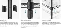 SONGMICS Estantería Metálica de 6 Niveles, Estanteía de Malla con Estantes Ajustables, Paneles de PP, 8 Ganchos, Carga Máxima de 120 kg, para Salón, Garaje, Plata/Negro - details 1
