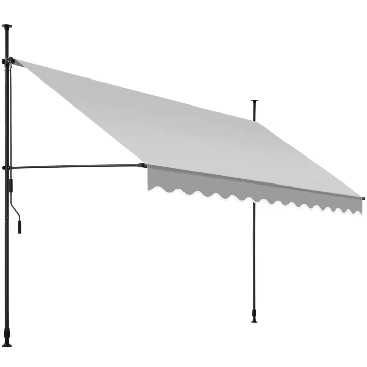 Tectake - Toldo plegable para balcón con manivela, ajustable en altura Funcional Estructura de acero con revestimiento en polvo con cilindro de aluminio ligero Barras telescópicas con pies roscados para un montaje rápido y sencillo - 1