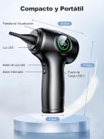 PORCHEDDU Rolgno Aire Compuesto Limpieza PC, Soplador de Polvo Eléctrico 3 Velocidades, 90000 RPM, Soplador de Aire Inalámbrico Recargable with Pantalla LED Y 5 Boquillas A Limpiar Teclado, Coche, Sofá, Cámara - details 1