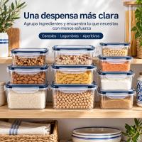 Set de recipientes herméticos para alimentos, 12 o 24 tápers transparentes de PP en varios tamaños, apilables y con cierre de 4 lados, para organizar cocina, despensa, ingredientes, raciones, comida preparada y sobras en el hogar cada día - details 0
