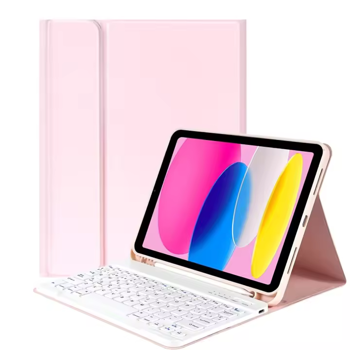 Funda con Teclado Español con Ñ compatible con ipad 10.ª 2022(A2696/A2757/A2777) y 11.ª Generación A16 2025 (A3354/A3355/A3356), Carcasa PU Delgada rotectora Delgada con Ranura de Lápiz con Teclado Bluetooth Desmontable - 1