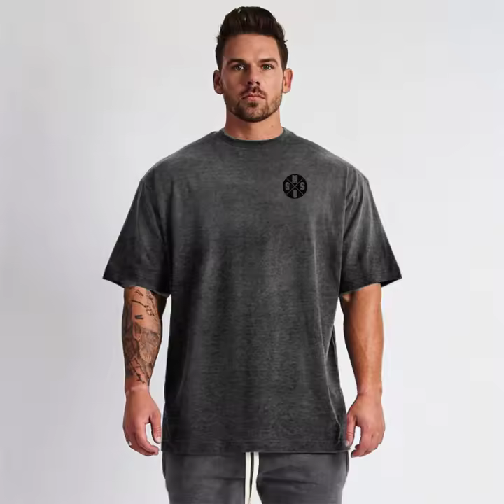 Oversized Summer Mens Trend Fashion Loose Short Sleeve T-shirt Gym Bodybuilding Fitness Training T-shirt Street Hip Hop Tshirt - 1