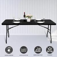 Mantel De Spandex Elástico 1 Pc 4/6/8ft Cubierta De Mesa Rectangular Lavable Y Resistente a Arrugas Para Patio Moderno - details 3