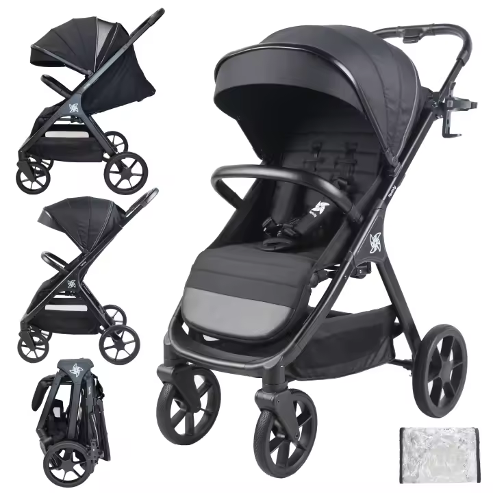 Twinly - Silla de Paseo bebé hasta 22kg plegable SPACELY, Carrito ligero bebe Grande y Cómodo, Plegado fácil una mano, Capota XXL UPF 50 incluye plástico de lluvia, cochecito reclinable - 1