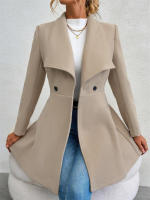 Abrigo De Lana Vintage De Corte Slim Para Mujer Estilo Coreano Doble Filo Otoño Invierno Abrigo Casual De Elegancia Completo - details 4