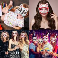 Mascarillas De Gato Blanco En Blanco Para DIY 10-50PCS Con Correas Para Halloween Cosplay Fiesta De Disfraz Animal Mitad De Rostro - details 0