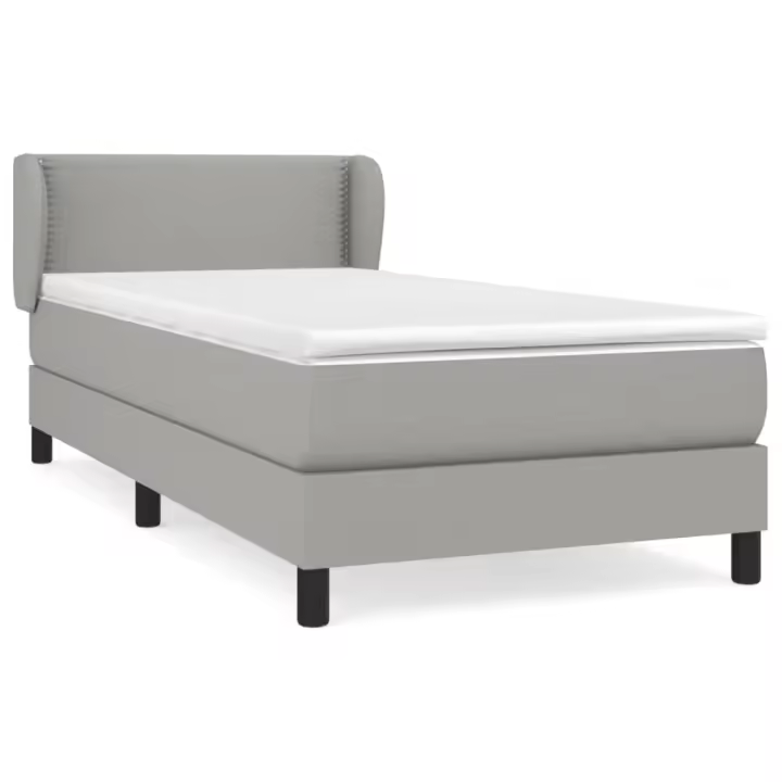 vidaXL Cama box spring con colchón tela gris claro 90x200 cm - 1