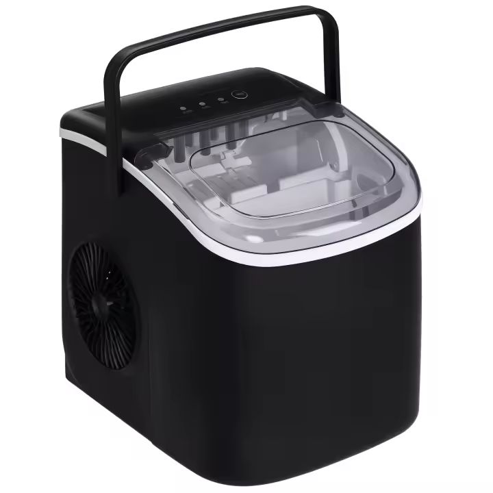 HOMCOM Máquina de Hielo 12 kg/24h Máquina de Hacer Hielo Autolimpieza 9 Cubitos de Hielo en 6-12 Minutos Máquina de Hielo para Casa con Asa Cuchara Cesta Negro - 1