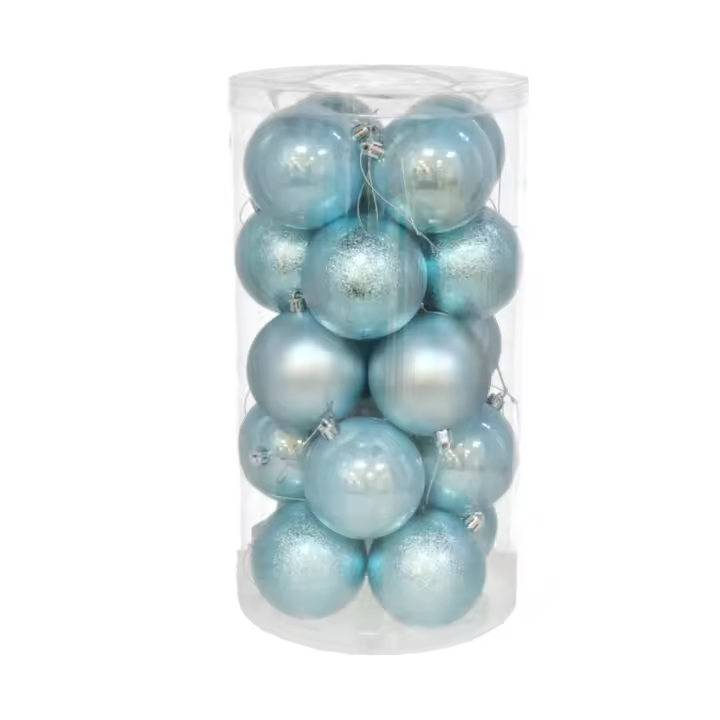 Gerimport Tubo de 20 bolas de Navidad VIRGIN color azul de 8 cm - 1