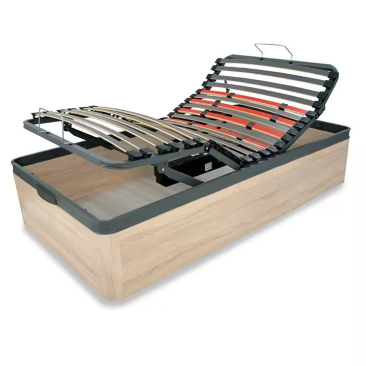 Canapé Articulado Eléctrico de Madera con Apertura Hidráulica | Somier de 5 Planos, Motor Alemán y Mando Inalámbrico | Gran Capacidad de Almacenaje | Medidas 90 a 150 cm | Grupo Mamapla - 1