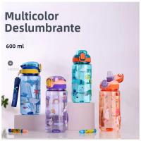 Botella De Agua Para Niños 600ml Con Taza De Sopar Y Pajita De Silicona a Prueba De Fugas Plástico Reutilizable Para El Verano - details 4