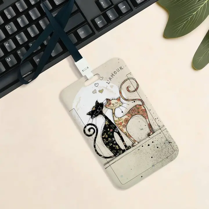 Porta Tarjetas Gato Negro Lindo Funda Para Tarjetas De Crédito Estudiante Tarjeta De Identificación Subway Permisos De Trabajo Estilo Clásico Material PVC - 1