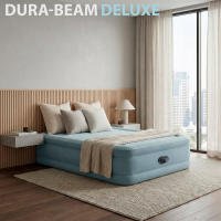 INTEX - Colchón hinchable Deluxe Premium Comfort doble, 152x203x46 cm, tecnología Fiber-Tech, bomba de aire incorporada, sistema inflado y desinflado, bolsa almacenaje, camas de aire, colchones hinchables, camping, cama matrimonio, habitación invitados - details 1