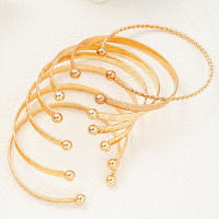 Juego De 7 Pulseras De Cuff De Metal Para Mujer Elegantes En Oro Y Plata Abiertas Moda Bohemia Joyería De Fiesta Trendy - details 4