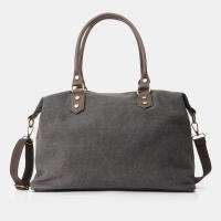 1990s Bolso de loneta para mujer de piel con asas grandes - details 3