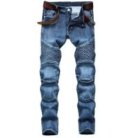 Jeans Slim Para Hombre Estilo Hip-Hop Y Rock Patchwork Vintage Pantalones De Cuero Genuino De Alta Calidad Moda Estadounidense - details 6