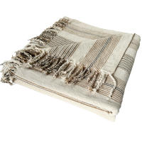 Manta Auxiliar de Microchenilla Rayas color Beige con Flecos ALO HOME 130x170 cm para Sofá o Cama - details 2