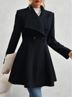 Abrigo De Lana Vintage De Corte Slim Para Mujer Estilo Coreano Doble Filo Otoño Invierno Abrigo Casual De Elegancia Completo - details 15