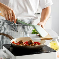 Set De Utensilios De Cocina De Silicona 5 Piezas Con Mango De Madera No Atrapa Adherido Espátula Antiadherente Cuchara De Fritura Cuchara De Arroz Herramienta De Cocina Ecológica - details 7