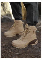 Botas De Trabajo Para Hombre De Cuero De Alta Calidad Botas De Combate Deserticas Antideslizantes Para Senderismo Y Motocicleta - details 12