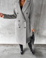 Nueva Chaqueta De Moda Para Mujer 2025 Otoño Invierno Cuello En V Largo Con Bolsillos Doble Botón Estilo Casual Largo (26+ Pulgadas) - details 25