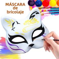 Mascarillas De Gato Blanco En Blanco Para DIY 10-50PCS Con Correas Para Halloween Cosplay Fiesta De Disfraz Animal Mitad De Rostro - details 10