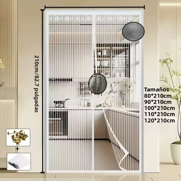 Cortina De Malla Suave Magnética Para Puerta Antisiquios Sin Manos Cierre Automático Para Entrada Cocina Protección Contra Mosquitos - 1