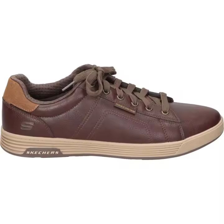 SKECHERS | Zapatos Cavell Hensley para Hombre – Diseño Marrón Chocolate con Cordones, Piel Sintética, Plantilla Air-Cooled Memory Foam y Suela Flexible – Modelo 210946-CHOC - 1