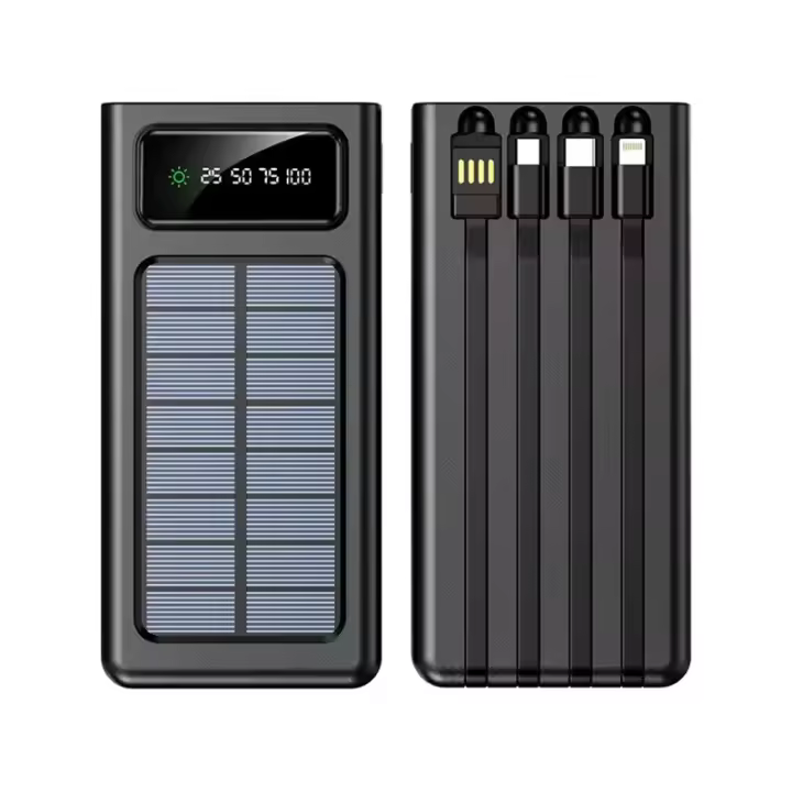 Cargador portátil Solar Power Bank 20000Mah Gran Capacidad Incorporado 5 Salidas y 3 entradas Cable y Linterna Compatible con Todos los teléfonos Inteligentes y Dispositivos USB - 1