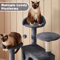 Árbol Rascador para Gatos 139cm con 3 Plataformas 2 Nidos 2 Pompones Torre de Escalador con Postes en Sisal Ideal para 3-4 Gatos Gris Oscuro - details 3