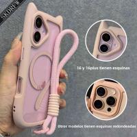 Funda De Teléfono Para iPhone Con Orejas De Gato Transparente Y Magnéticas De Acrílico Con Correa Para Muñeca Compatible Con Modelos 12 13 14 15 16 17 - details 1