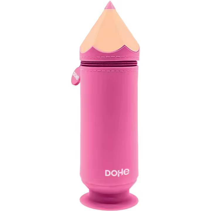 Dohe - Estuche Escolar de Silicona - 1 Compartimento, Forma de Lápiz, Ventosa para fijarse en Mesa o Escritorio, Cierre de Cremallera, Portatodo con Tacto Suave y Agradable, Medidas: 6,8x20 cm - 1