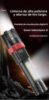 Linterna Táctica De Alta Potencia LED 2000LM Con Luz Lateral Y Pantalla Recargable Por USB Para Camping Pesca Emergencias - details 0