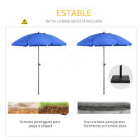 Outsunny Sombrilla de Playa Grande Ø180 cm Sombrilla de Terraza Exterior con Ángulo Ajustable Protección UV50+ Impermeable Mástil de Ø32 mm - details 6