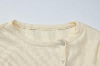 Dulzura Conjunto De Pantalones Casuales De 2 Piezas Suéter De Cuello Redondo Manga Larga Abrigo Sólido Pantalones De Pierna Ancha Clubwear Fiesta - details 7