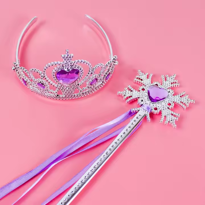 Accesorios De Cosplay Para Niñas Corona Varita Collar Peluca Guantes De Anna Elsa De Frozen Belle Cinderella Disfraz De Princesa Para Niñas - 1