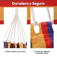 Outsunny Hamaca de Algodón para Jardín Hamaca Colgante Portátil Carga Máx. 120 kg para Acampar Piscina Camping Rayas Multicolor - details 4