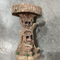 Bañera De Pájaros De Resina Raccoon Estilo Antiguo Para Jardín Animal Escultura Ornamento Para Casa Y Jardín Material Poliresina - details 6