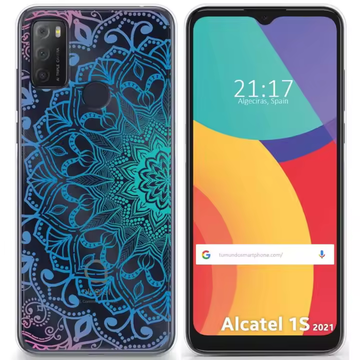 Tumundosmartphone Funda Gel Transparente para Alcatel 1S 2021 / 3L 2021 diseño Mandala Dibujos - 1