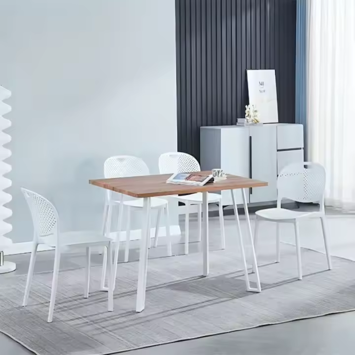 Conjunto de comedor Jansen 1 mesa + 5 sillas madera/blanco - 1