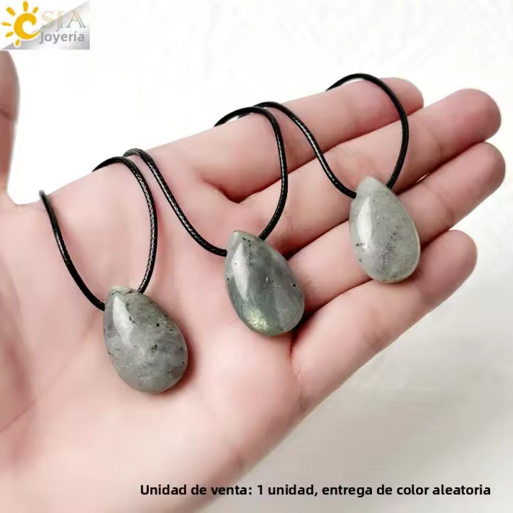 Collar De Piedra Natural Con Colgante De Gota Para Hombres Y Mujeres Collar De Cristal Con Amatista Rosa Y Ojos De Tigre Ajustable Para Todas Las Ocasi\u00f3nsvia CSJA Joyas - 1