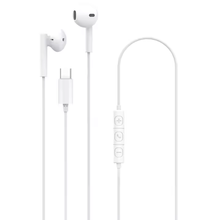 DCU Tecnologic Auriculares USB con conector Tipo C Estéreo Blanco con micrófono y control de volumen - 1