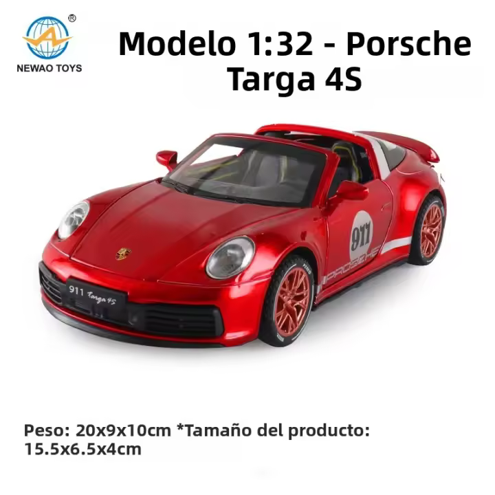 Modelo De Coche De Acción 1:32 911 Targa 4S Supercar Para Niños Con Sonido Y Luz Coche De Metal Para Coleccionistas Regalo F365 - 1