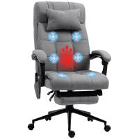 Vinsetto Silla de Oficina Giratoria con Masaje, Silla de Escritorio Reclinable hasta 155°, Función de Calefacción, Altura Ajustable, Reposapiés, para Estudio, Gris - details 0