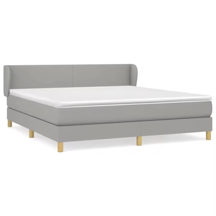vidaXL Cama box spring con colchón tela gris claro 180x200 cm - 1