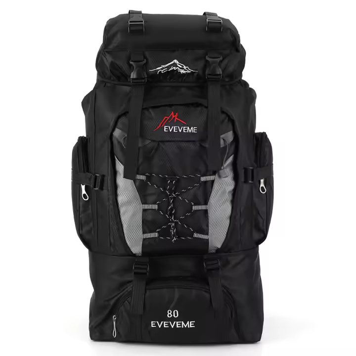 Mochila De Escalada 80L Con Correas Ajustables Para Viajes Al Aire Libre Mochila De Montaña Para Senderismo Accesorios De Escalada De Nylon Capacidad Grande - 1