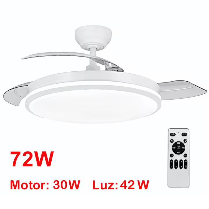 IOTOSTARK Ventilador de Techo con Luz LED Retráctil 106cm, 4 Aspas, Control por APP y Mando a Distancia, Potencia Total 66W, Temporizador, 6 Velocidades, 3 Temperaturas de Luz, Función Verano-Invierno, Silencioso, Negro IOTOSTARK-leduni - 1