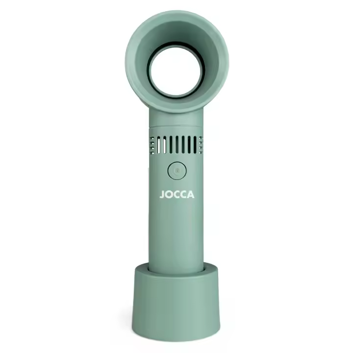Ventilador sin aspas portátil Jocca a elegir en color blanco o verde, diseño compacto y moderno, 27.5 cm de alto, potencia 5W, funcionamiento silencioso, recargable por USB (DC 5V/1A), ideal para llevar en el bolso, viajes o escritorio - 1