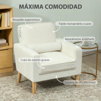 HOMCOM Sofá de Plaza Tapizado en Terciopelo Sofá de Salón de con Asiento Capitoné y Patas de Madera para Espacios Pequeños Dormitorio Sala de Estar Oficina Crema - details 4